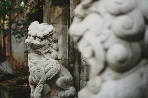 Close-up of an Ancient Chinese dragon statue