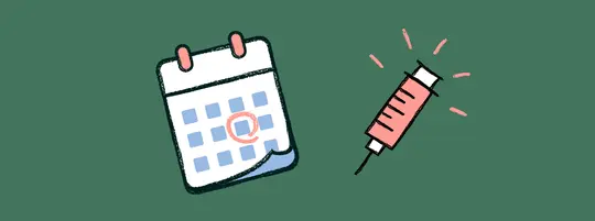 Drawing of a calendar and a vaccine syringe