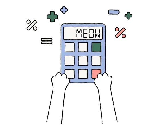 drawing of a calculator with paws on it