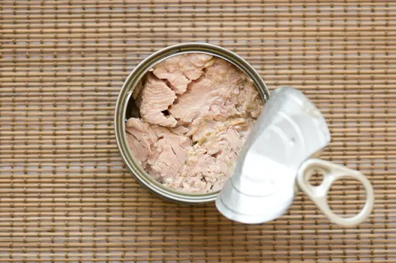 An open can of tuna