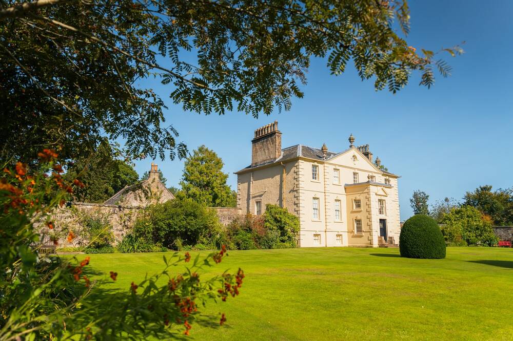 Image of the outside of Greenbank House in Greenbank Garden, Scotland