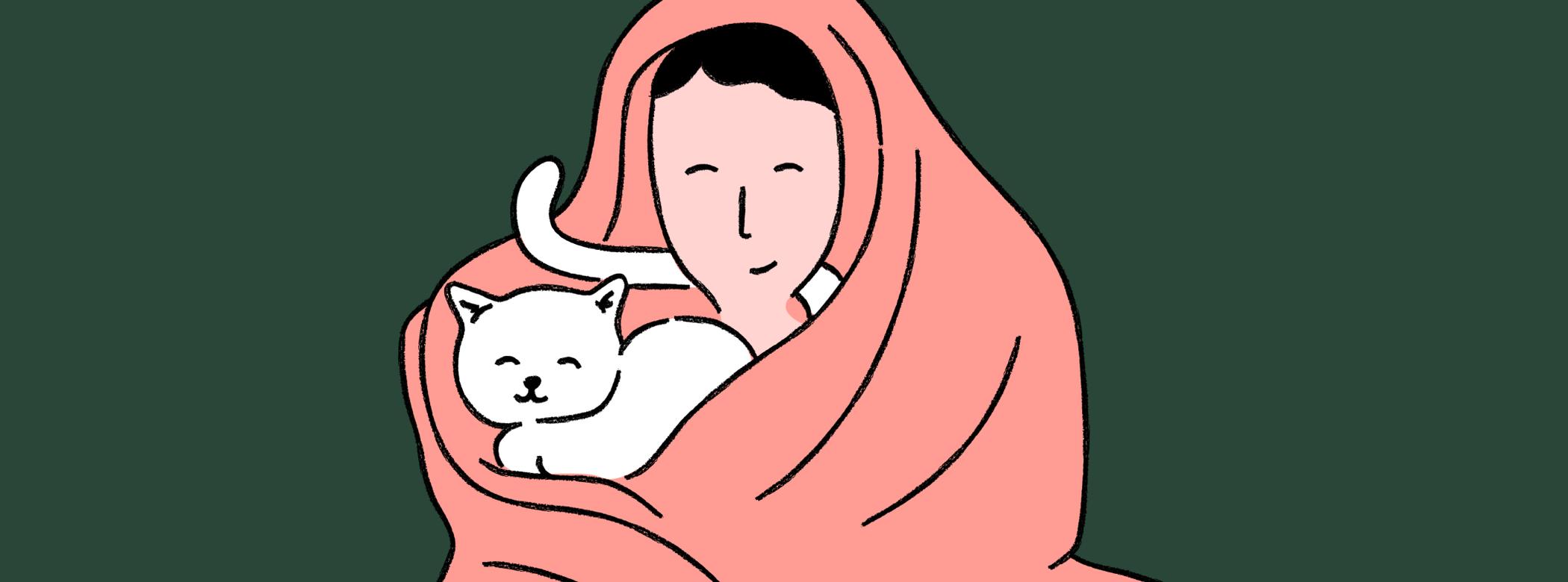 cuddling with cat