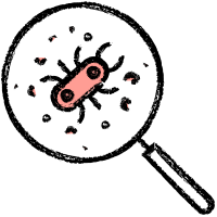 illustration, flea under a magnifying glass