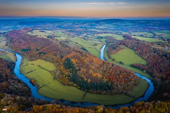 Aerial view of Symons Yacht in autumn or winter