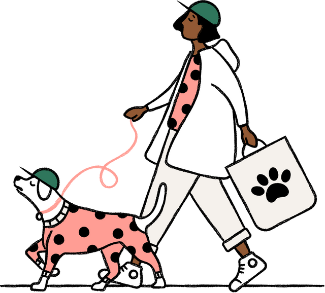 Shopper walking dog