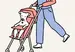 drawing of a dog in a stroller