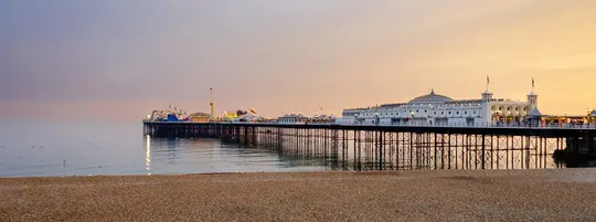 Image of Brighton Beach at sunset