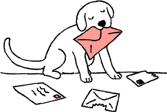 drawing of dog eating mail