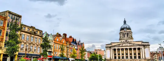 Image of Old Market Square, Nottingham with an overcast sky