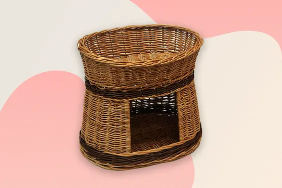 Two tier whicker cat house