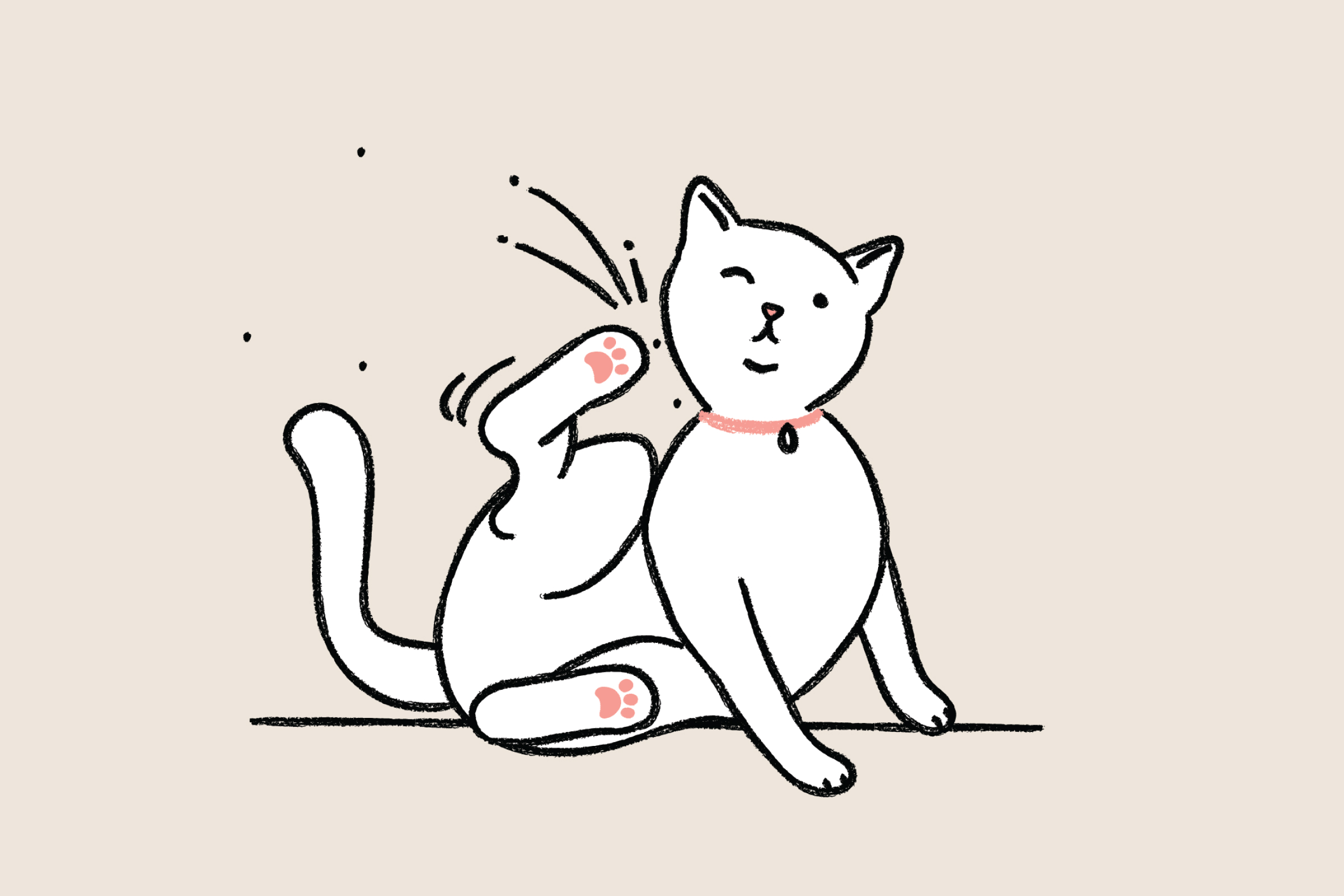 drawing of a kitten itching itself