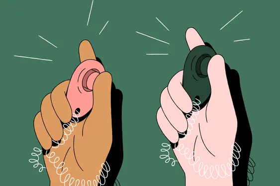 two cartoon hands holding dog clickers