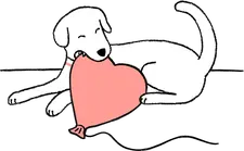 Puppy with heart balloon illustration