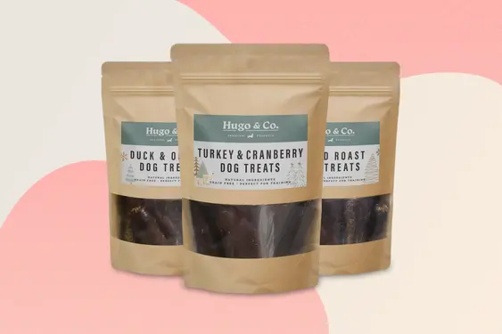 Three Christmas Dog Treat Bags, by Hugo & Co Treats