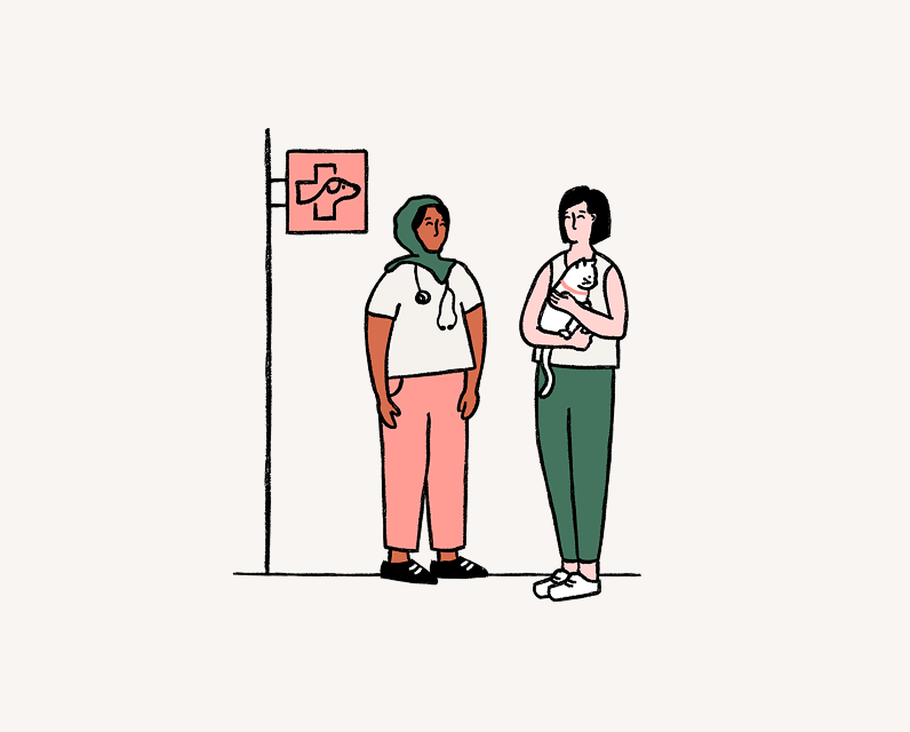 vet and woman talking